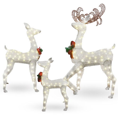 The Holiday Aisle® 3 Piece Christmas Deer Lighted Display Set, 3Piece
